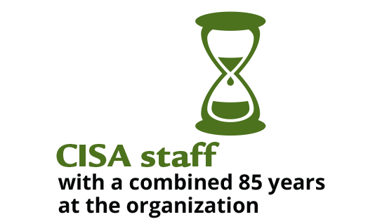 Fourteen CISA staff with a combined 85 years at the organization