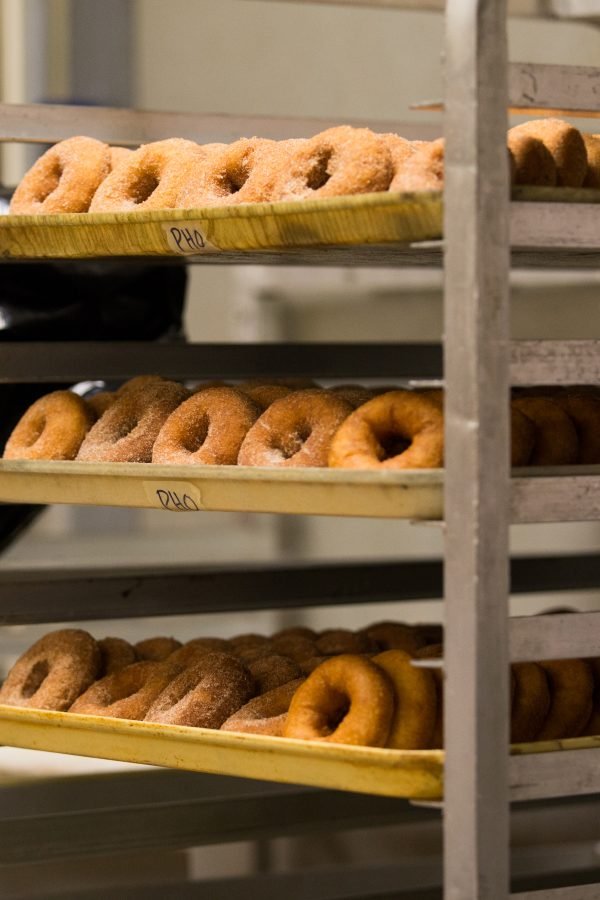 Cider donuts are made on site with the farm's own cider.