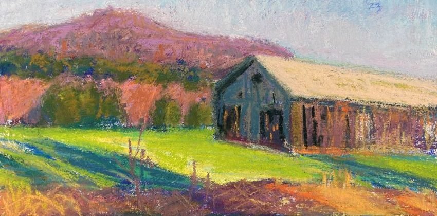 Drawing of a tobacco barn